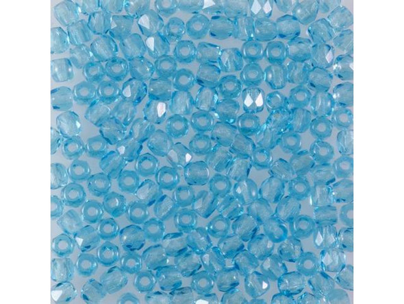 2mm Round Fire-Polish Czech Glass Bead - Aquamarine (Card)