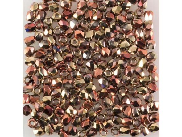 2mm Round Fire-Polish Czech Glass Bead - Crystal California Gold Rush (Card)