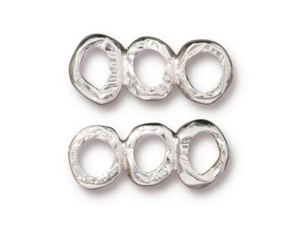 TierraCast Intermix 3-rings Bar Link - White Bronze Plated (Each)