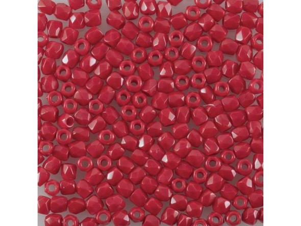 2mm Round Fire-Polish Czech Glass Bead - Red (Card)