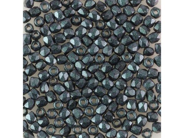 2mm Round Fire-Polish Czech Glass Bead - Polychrome Denim Blue (Card)