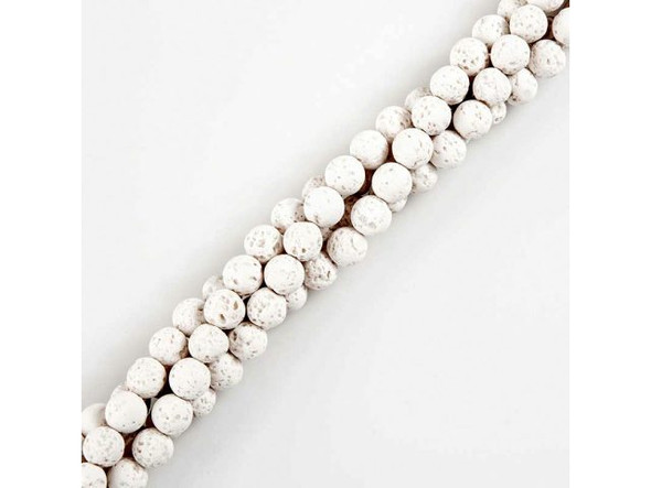 White "Lava" Stone Beads, 8mm Round (strand)