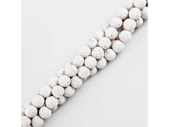White "Lava" Stone Beads, 10mm Round (strand)