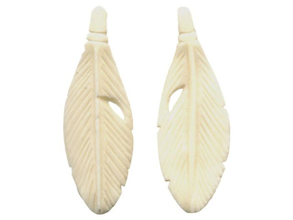 Bone Pendant, Feather, 32mm (10 Pieces)