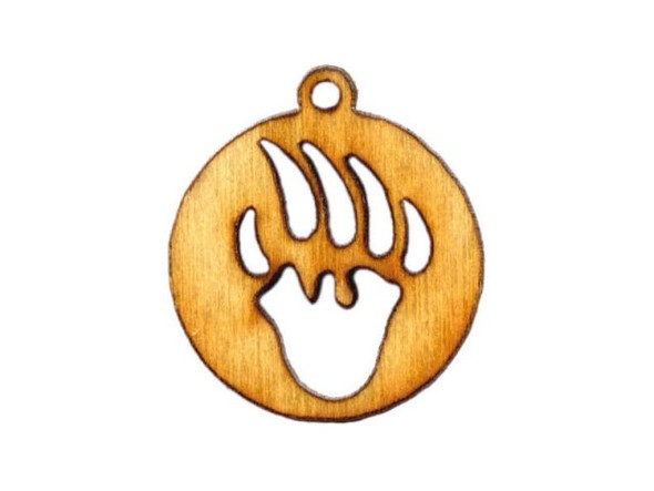 Baltic Birch Wood Charm, Bear Paw Disk, 20x18mm (12 Pieces)