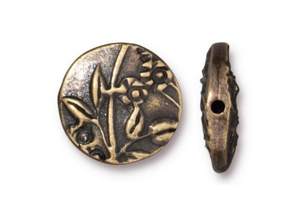 TierraCast 14mm Puffed Jardin Bead - Antiqued Brass Plated (Each)