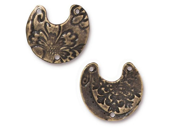 TierraCast 20mm Flora Crescent Link - Antiqued Brass Plated (Each)