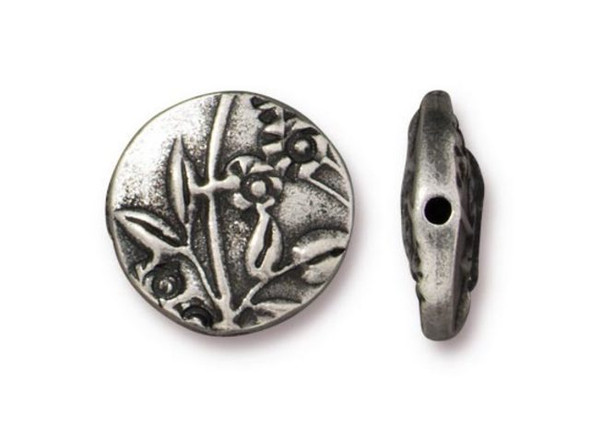 TierraCast 14mm Puffed Jardin Bead - Antiqued Pewter Plated (Each)