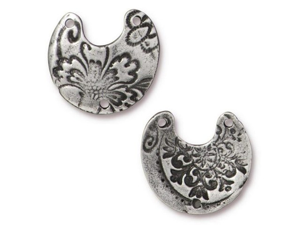 TierraCast 20mm Flora Crescent Link - Antiqued Pewter Plated (Each)