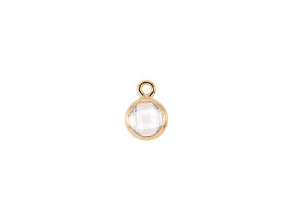 Cubic Zirconia 4mm Gold-Filled Channel Charm - Diamond (Each)