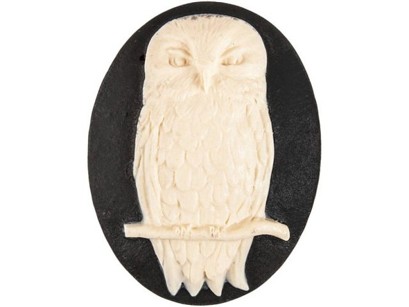 Cameo, Owl on Branch, 40x30mm (Each)