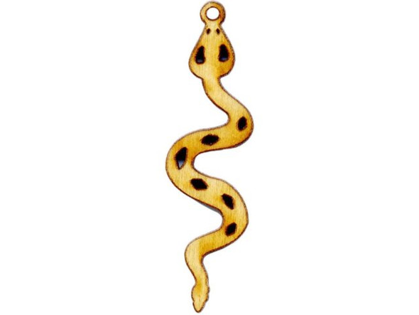 Baltic Birch Wood Charm, Snake, 39x11mm (12 Pieces)