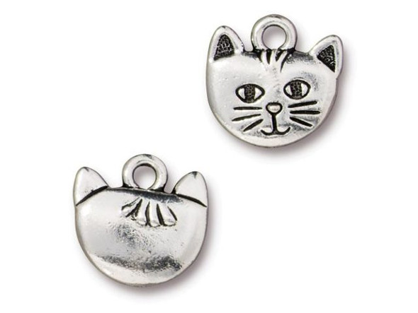 TierraCast Whiskers Charm - Antiqued Silver Plated (Each)