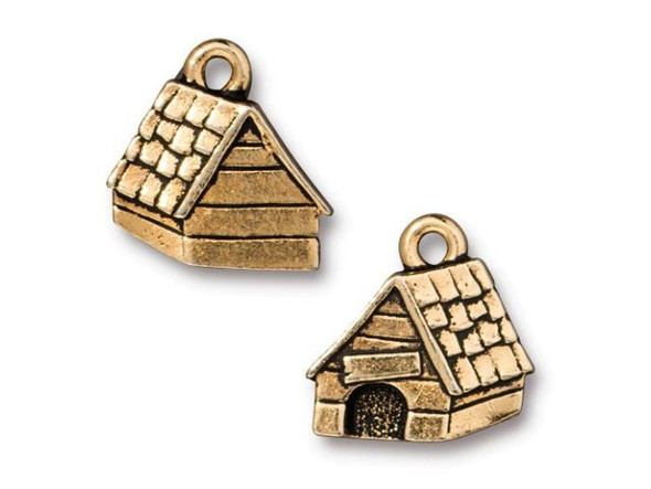 TierraCast Dog House Charm - Antiqued Gold Plated (Each)
