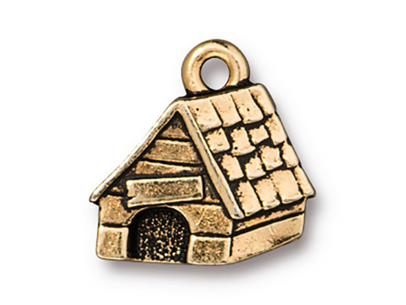 TierraCast Dog House Charm - Antiqued Gold Plated (Each)