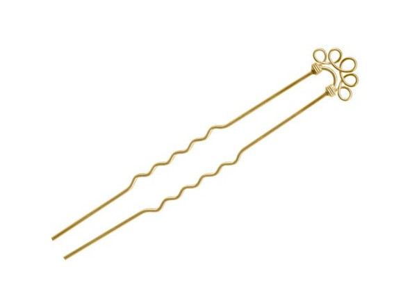Gold Plated Hair Pin, 5 Loop (12 Pieces)