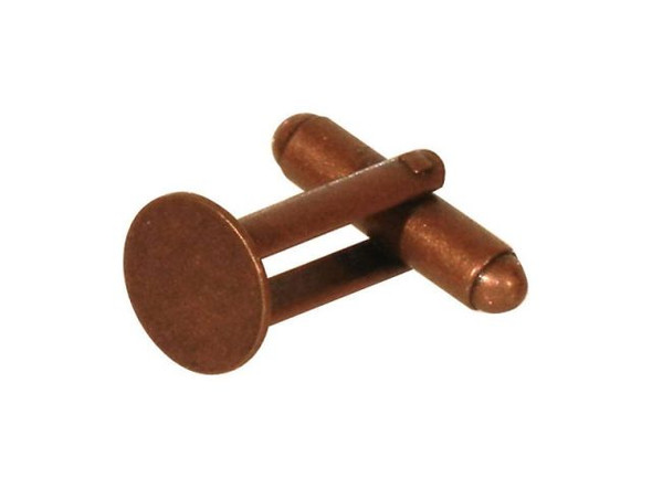 Antiqued Copper Plated Cuff Link Blank, 10mm Pad (12 Pieces)