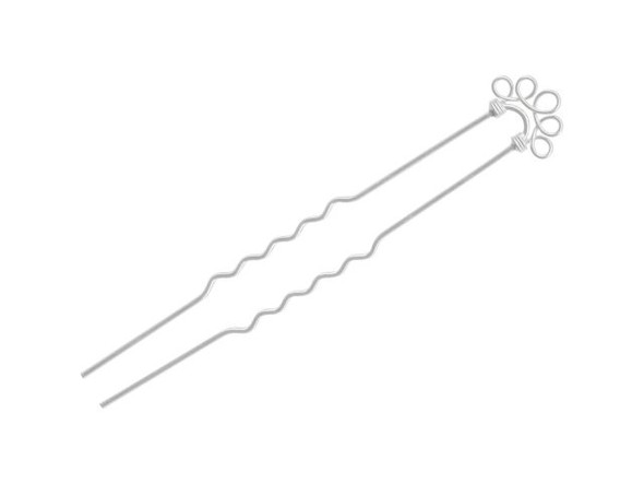 Silver Plated Hair Pin, 5 Loop (12 Pieces)