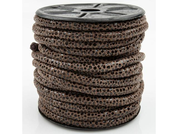 Printed Suede Cord, 5mm - Medium Brown Pebble (yard)