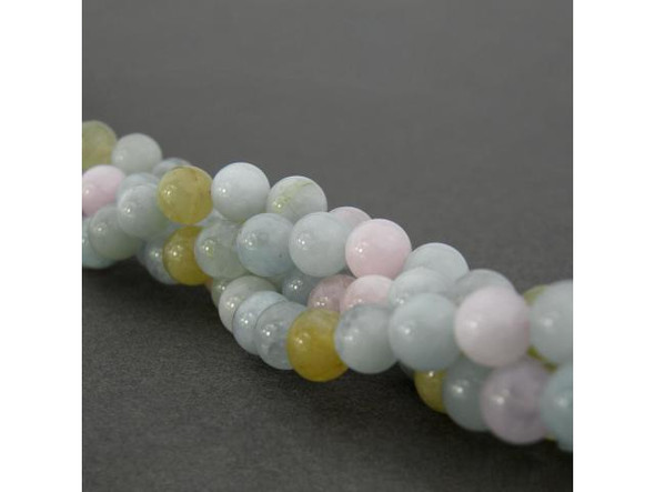 Mixed Morganite/ Aquamarine Round Gemstone Beads, 8mm (strand)