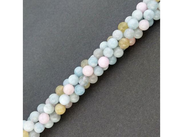 Mixed Morganite/ Aquamarine Round Gemstone Beads, 8mm (strand)