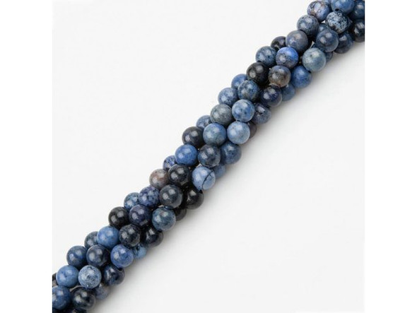 Dumortierite Gemstone Beads, 8mm Round with Large Hole (strand)