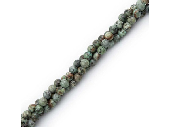 Matte African Turquoise Gemstone Beads, 8mm Round with Large Hole (strand)