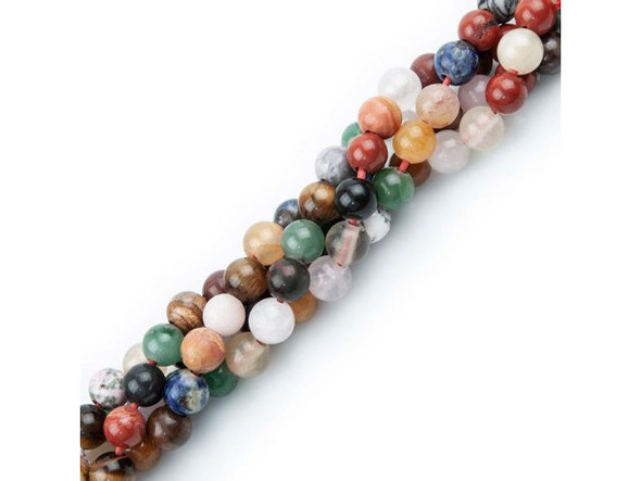 Mixed Stone Gemstone Beads, 10mm Round with Large Hole (strand)