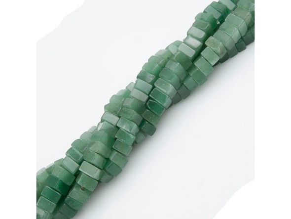 Green Aventurine Gemstone Beads, 9mm Square Rondelle with Large Hole (strand)