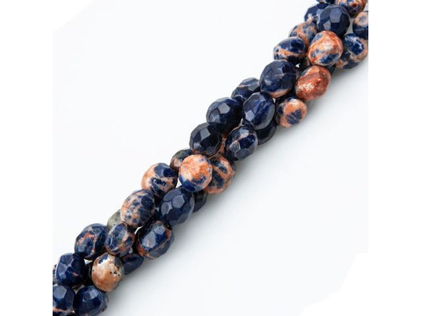 Orange Sodalite Gemstone Beads, Faceted 12x16mm Nugget with Large Hole (strand)