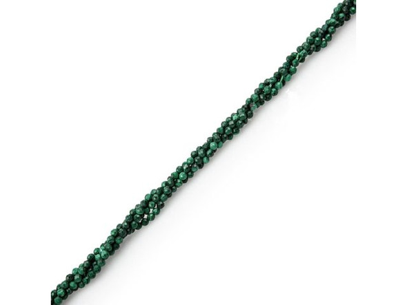 Malachite 3mm Faceted Round Gemstone Beads - Special Purchase (strand)