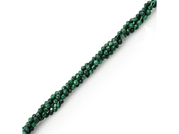 Malachite 3mm Faceted Round Gemstone Beads - Special Purchase (strand)