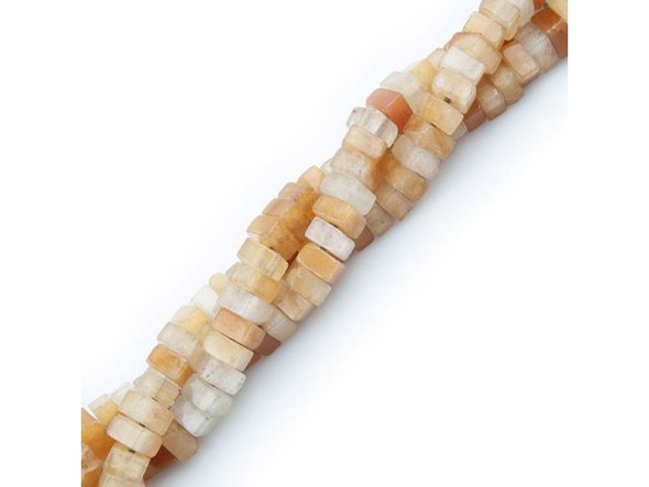 Yellow "Jade" Gemstone Beads, 9mm Square Rondelle with Large Hole (strand)