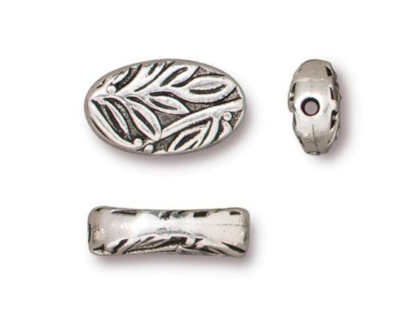 TierraCast 13mm Botanical Bead - Antiqued Silver Plated (Each)