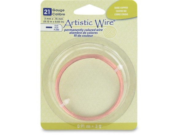 Artistic Wire Flat Copper Jewelry Wire, 21ga x 3mm, 3ft - Bare Copper (Each)