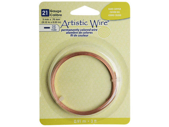 Artistic Wire Flat Copper Jewelry Wire, 21ga x 3mm, 3ft - Bare Copper (Each)