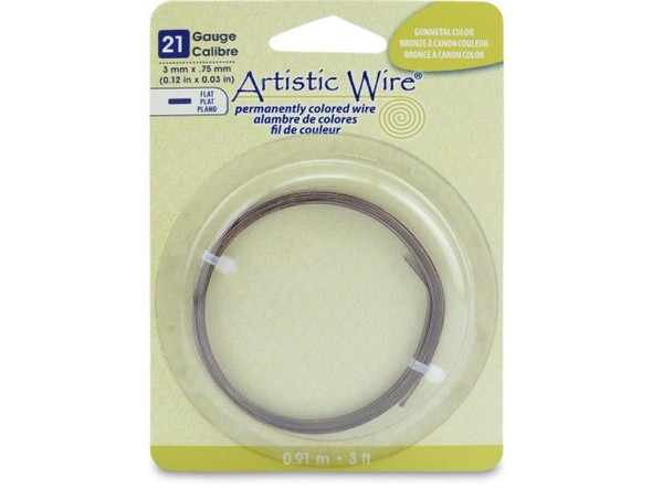 Artistic Wire Flat Copper Jewelry Wire, 21ga x 3mm, 3ft - Antique Brass (Each)