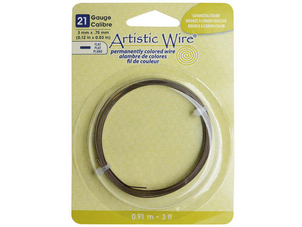 Artistic Wire Flat Copper Jewelry Wire, 21ga x 3mm, 3ft - Antique Brass (Each)