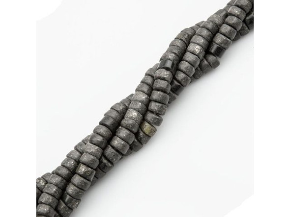 Pyrite Gemstone Beads, 10mm Heishi with Large Hole (strand)