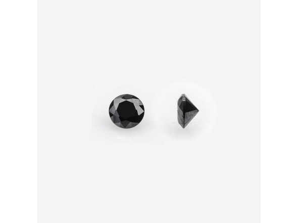 Cubic Zirconia Stone, 4mm Round, AAA - Black (Each)