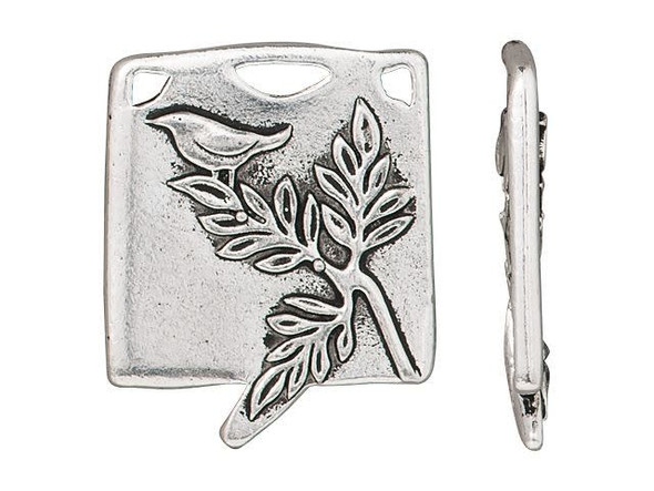 TierraCast 29mm Botanical Birds Pendant - Antiqued Silver Plated (Each)