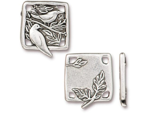 TierraCast 21mm Botanical Birds Link - Antiqued Silver Plated (Each)