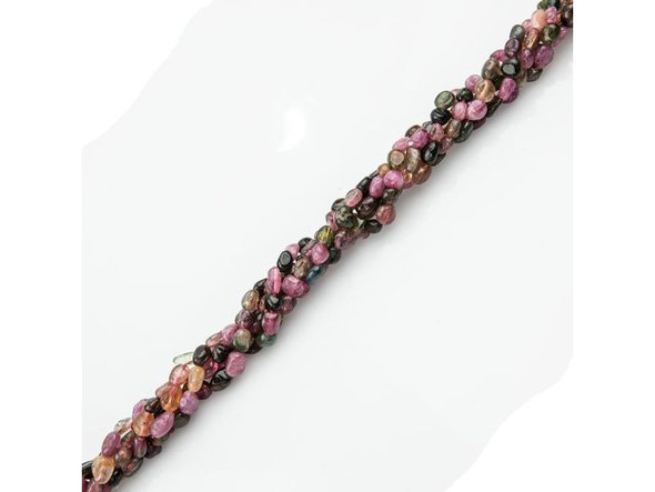 Multi-color Tourmaline Gemstone Pebble Beads, 4-6mm (strand)
