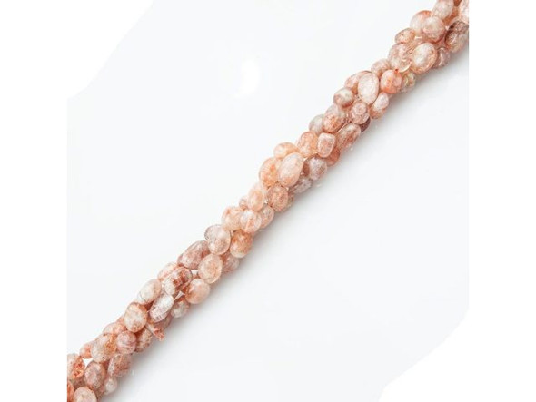 Sunstone Gemstone Pebble Beads, 6-8mm (strand)