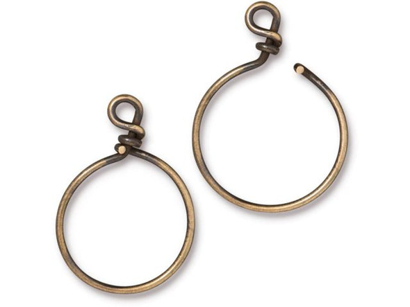 TierraCast Small Wire Hoop Charm Holder - Antiqued Brass (Each)