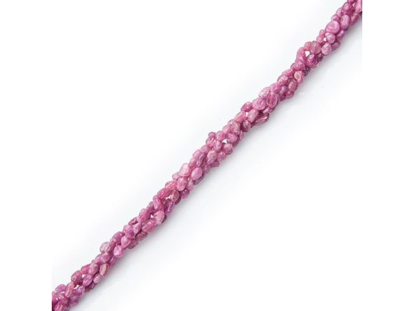 Pink Tourmaline Gemstone Pebble Beads, 4-6mm (strand)