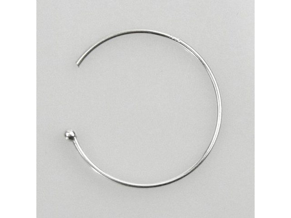 Sterling Silver Ball End Endless Hoop Style Earwire, 18mm (pair)