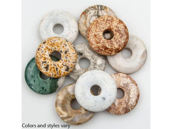 Ocean Jasper Gemstone Donut, 25mm (Each)