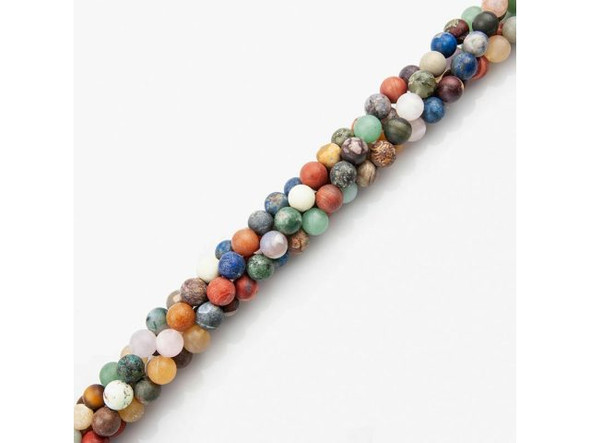 Matte Mixed Stone Gemstone Beads, 10mm Round (strand)