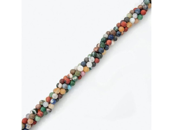Matte Mixed Stone Gemstone Beads, 6mm Round (strand)